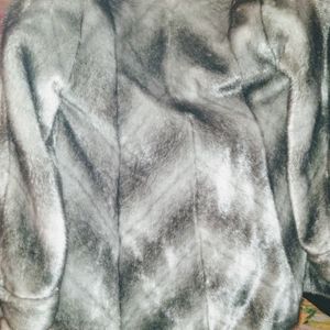 faux fur coat Jones New York extra large grey and black